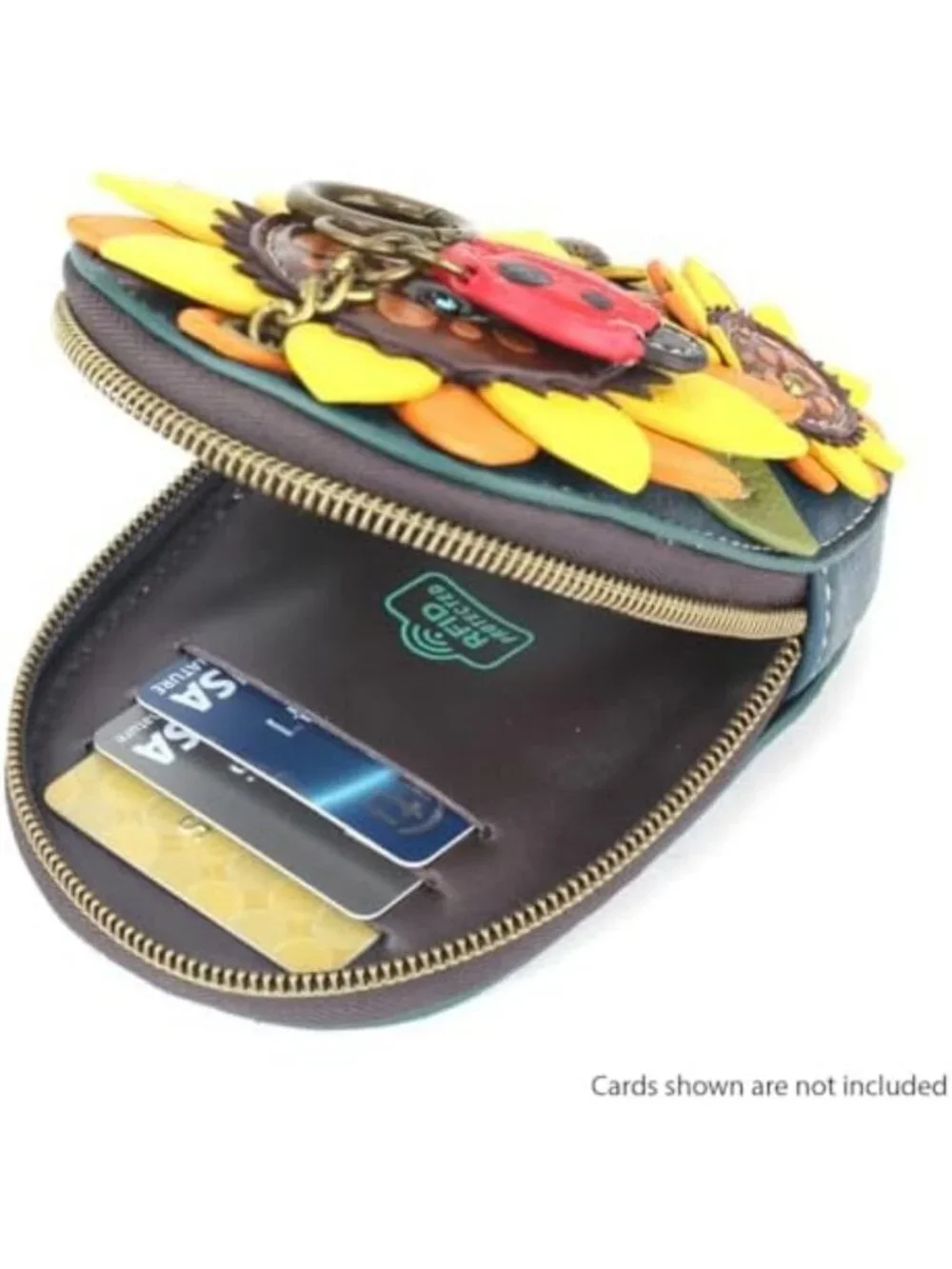 RFID Mini Coin Purse Keychain - Sunflower Card Holder & Accessory, 5.25